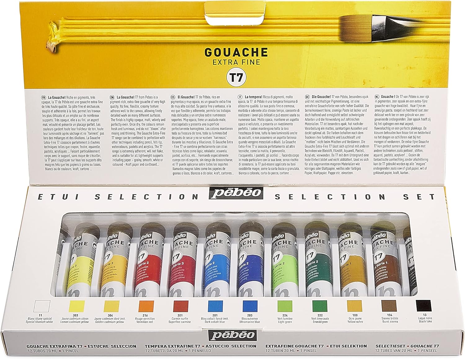 Gouache T7 Extra-Fine Pébéo - palette de couleurs