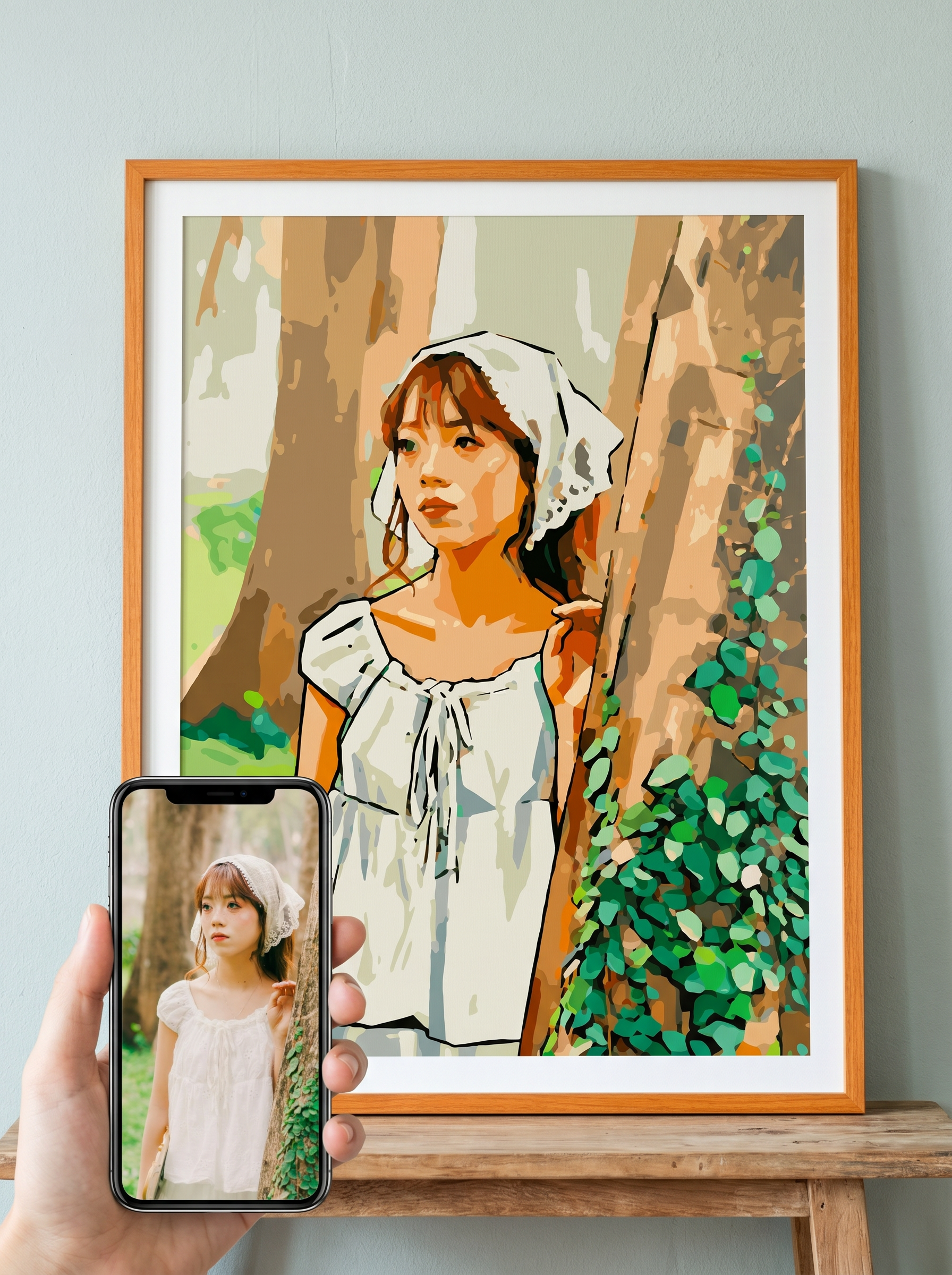 Exemple de réalisation d'une peinture sur papier premium à partir d'une photo